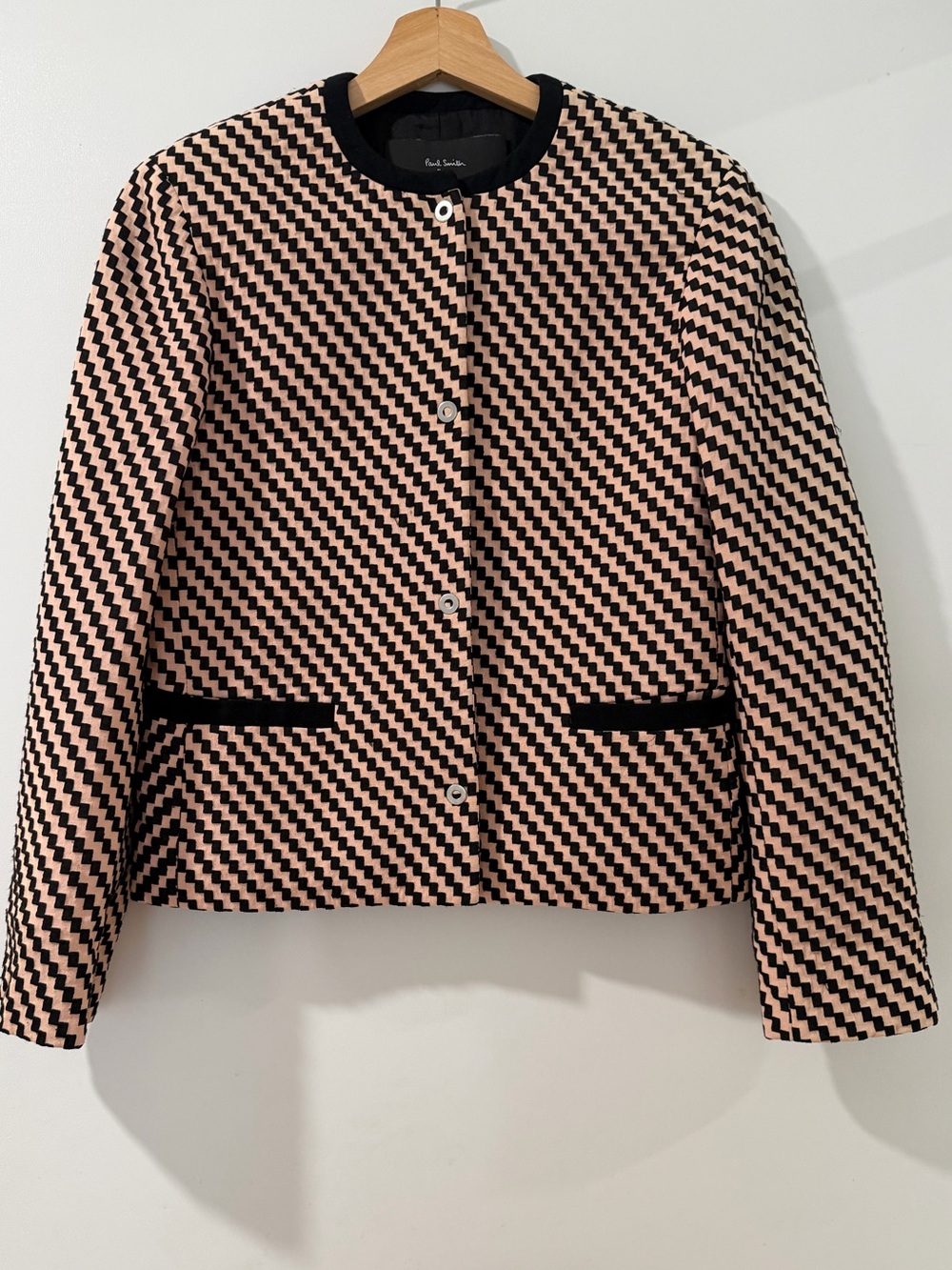 Paul Smith Cropped Structured Jacket Sz EU 38 US 4 Chevron Zigzag